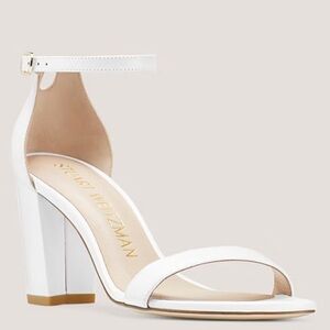 Stuart Weitzman Nearlynude white block heel sandals